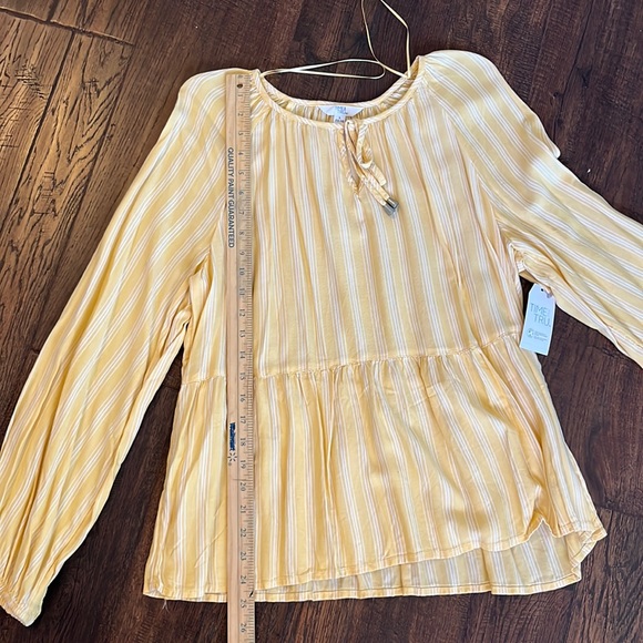 TIME AND TRUE Yellow Woven Peplum long sleeve Blouse/Top Size L (12-14) - Picture 12 of 14